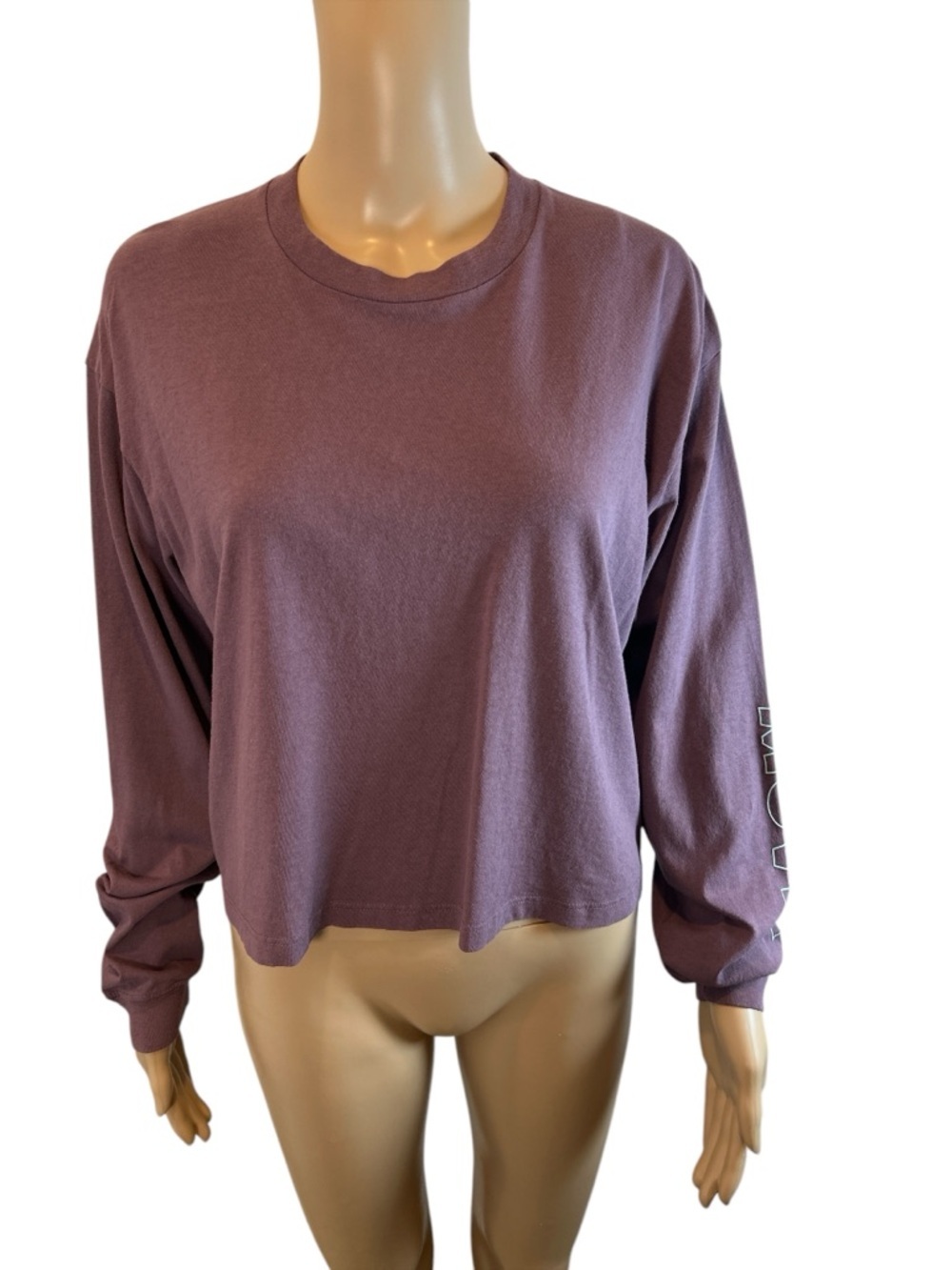 MOTHER Twister Women's Cropped Lavender Long-Sleeve Crewneck Top - Picture 2 of 4